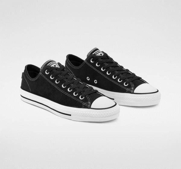 Men's Converse CONS Chuck Taylor All Star Pro Suede Skate Shoes Black / White | CV-630CFL