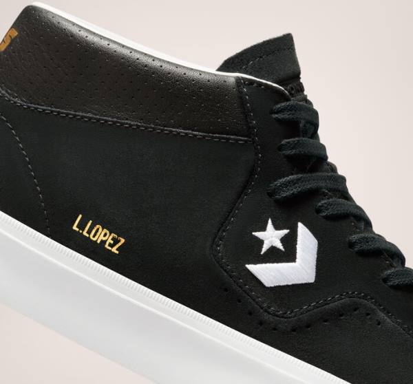 Men's Converse CONS Louie Lopez Pro Mid Skate Shoes Black / White | CV-730CNU