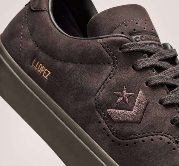 Men's Converse CONS Louie Lopez Pro Nubuck Leather Skate Shoes Coffee / Black / Brown | CV-701MWX