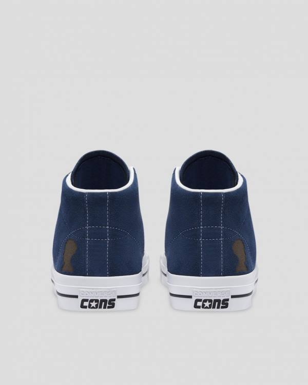 Men's Converse CONS One Star Pro Ben Raemers Foundation High Tops Shoes Blue | CV-651HNQ