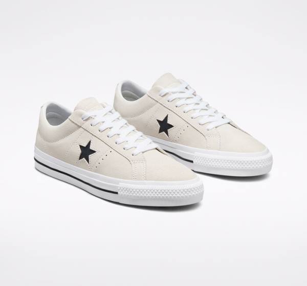 Men's Converse CONS One Star Pro Suede Skate Shoes White / Black | CV-631IVZ