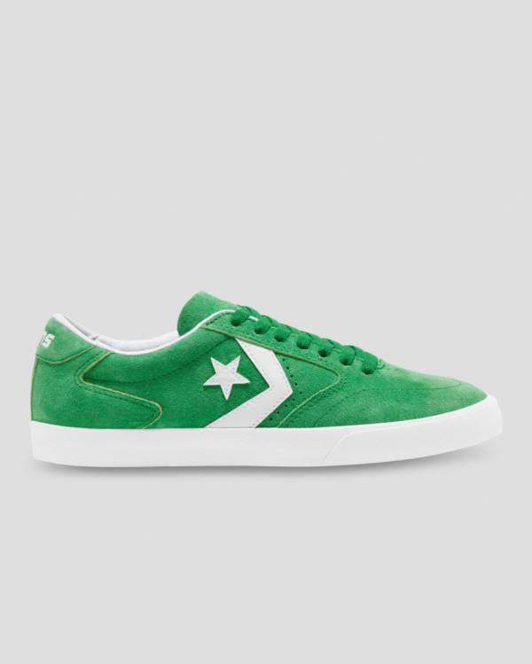 Men\'s Converse Checkpoint Pro Pigskin Suede Low Tops Shoes Green | CV-389JAF