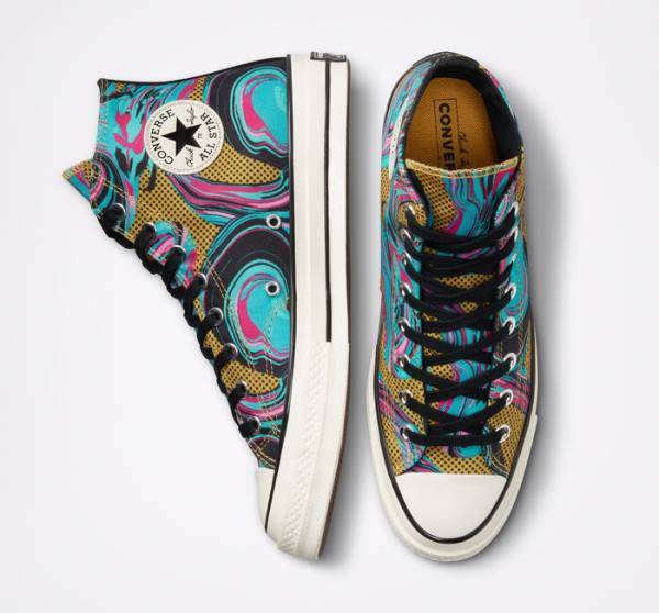 Men's Converse Chuck 70 '90s Marbled High Tops Shoes Turquoise | CV-238GTB