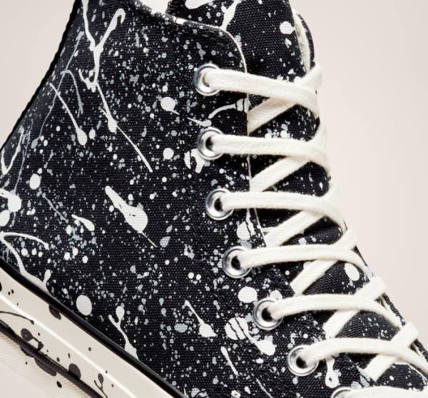 Men's Converse Chuck 70 Archive Paint Splatter High Tops Shoes Black / Grey | CV-258EAO