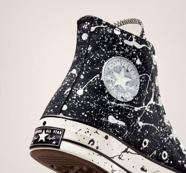 Men's Converse Chuck 70 Archive Paint Splatter High Tops Shoes Black / Grey | CV-258EAO