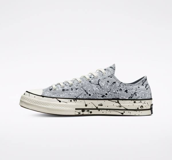 Men's Converse Chuck 70 Archive Paint Splatter Low Tops Shoes Grey / Black / White | CV-270ZJQ