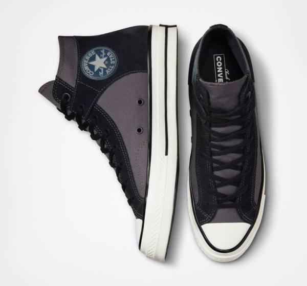 Men's Converse Chuck 70 Crafted Canvas High Tops Shoes Black / White | CV-645JNU