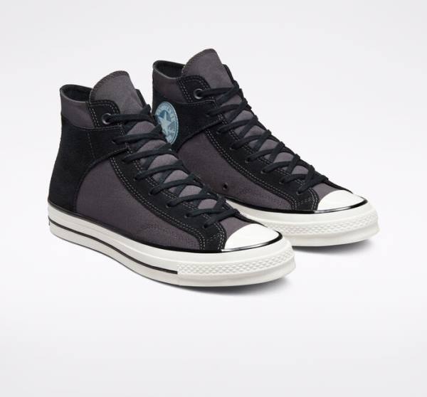 Men's Converse Chuck 70 Crafted Canvas High Tops Shoes Black / White | CV-645JNU