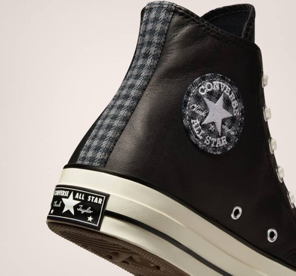 Men's Converse Chuck 70 Crafted Leather High Tops Shoes Black | CV-291JWF