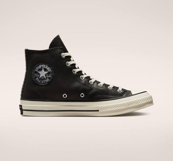 Men\'s Converse Chuck 70 Crafted Leather High Tops Shoes Black | CV-291JWF