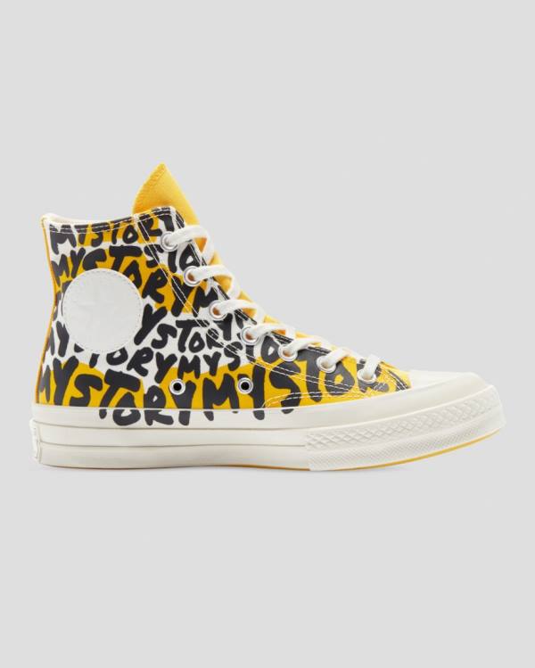 Men\'s Converse Chuck 70 My Story High Tops Shoes Black Yellow | CV-530YMU