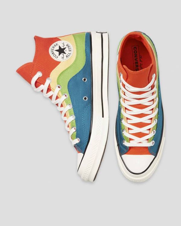 Men's Converse Chuck 70 National Parks High Tops Shoes Blue Green Orange | CV-415FXW