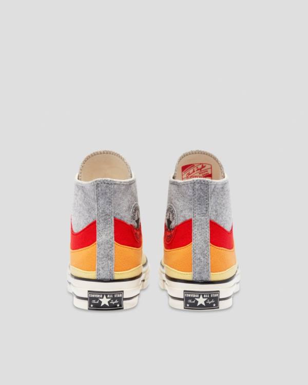 Men's Converse Chuck 70 Nor'Easter Felted Layered High Tops Shoes Grey Red Yellow | CV-615TUY