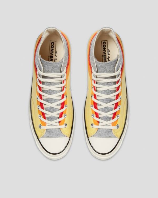 Men's Converse Chuck 70 Nor'Easter Felted Layered High Tops Shoes Grey Red Yellow | CV-615TUY