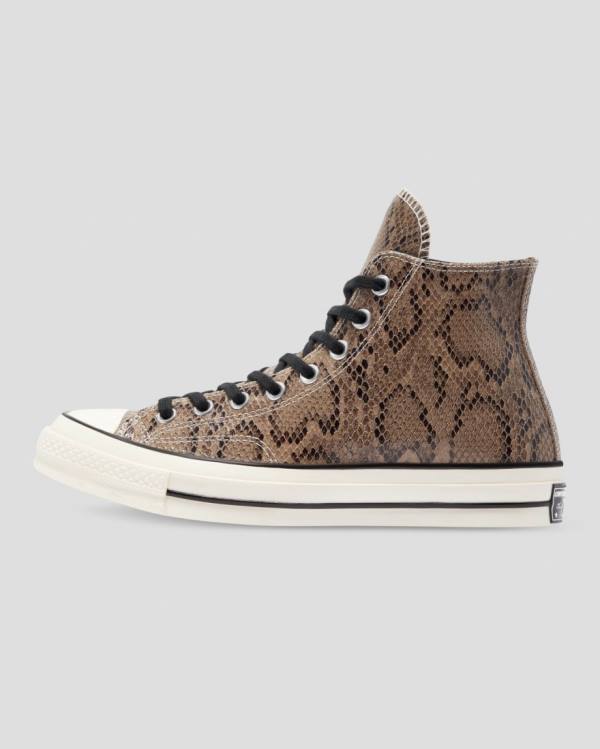 Men's Converse Chuck 70 Reptile Suede High Tops Shoes Brown | CV-165WNL