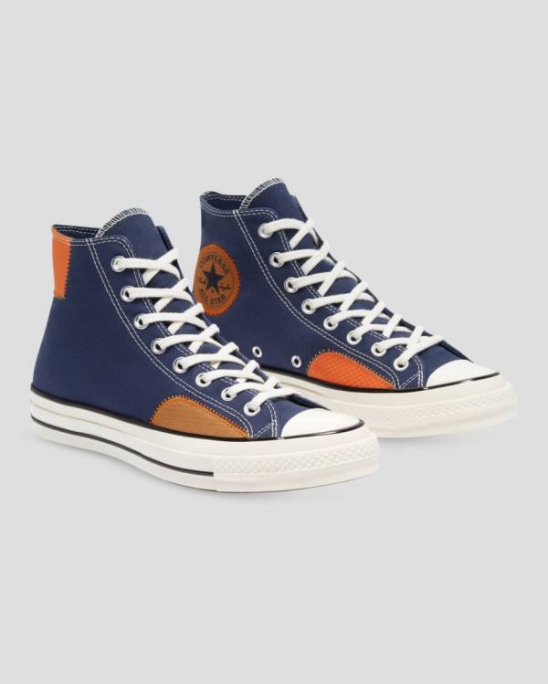 Men's Converse Chuck 70 Ripstop High Tops Shoes Blue | CV-069RDO