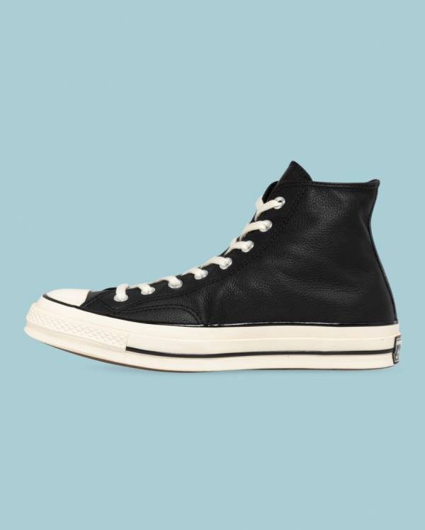 Men's Converse Chuck 70 Seasonal Leather High Tops Shoes Black | CV-124JXP