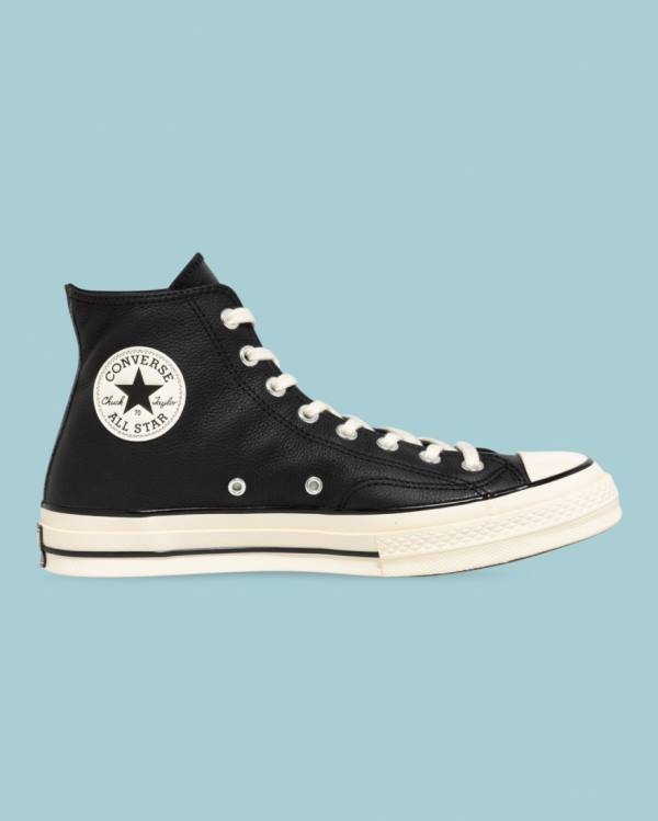 Men\'s Converse Chuck 70 Seasonal Leather High Tops Shoes Black | CV-124JXP