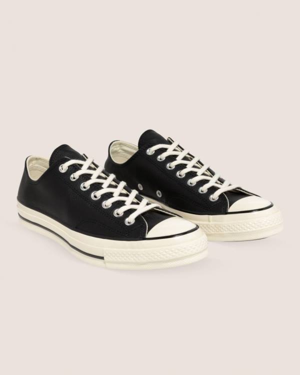 Men's Converse Chuck 70 Seasonal Leather Low Tops Shoes Black | CV-839XZW