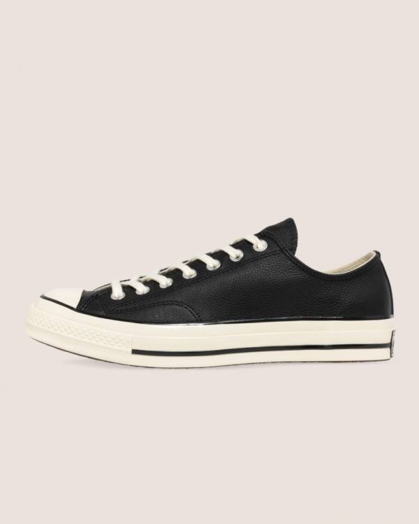 Men's Converse Chuck 70 Seasonal Leather Low Tops Shoes Black | CV-839XZW