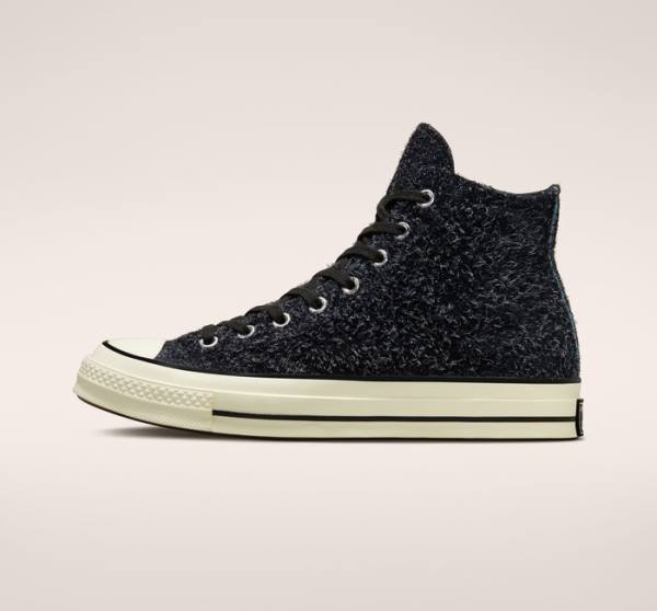 Men's Converse Chuck 70 Suede Seasonal Color High Tops Shoes Black | CV-541IVB