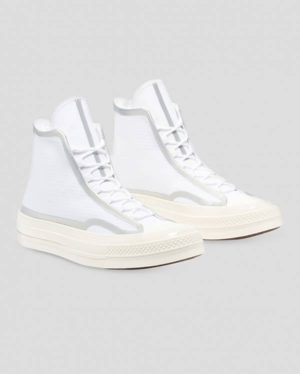 Men's Converse Chuck 70 Tape Seam High Tops Shoes White | CV-597GQL