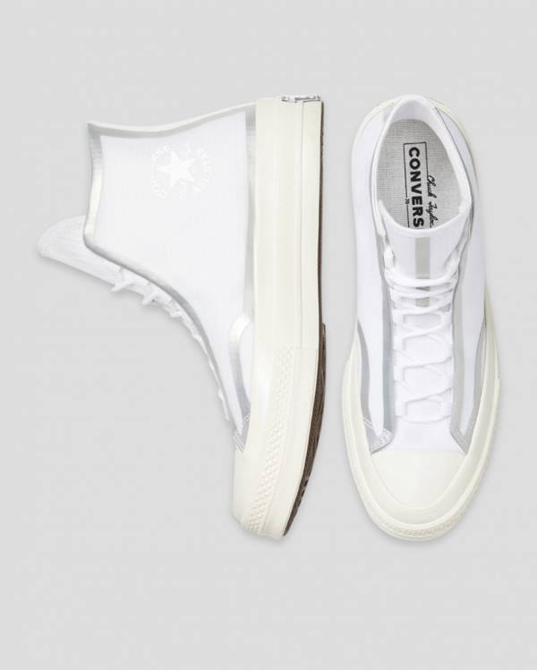 Men's Converse Chuck 70 Tape Seam High Tops Shoes White | CV-597GQL