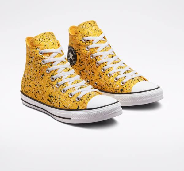 Men's Converse Chuck Taylor All Star Archive Paint Splatter High Tops Shoes White | CV-185HKO