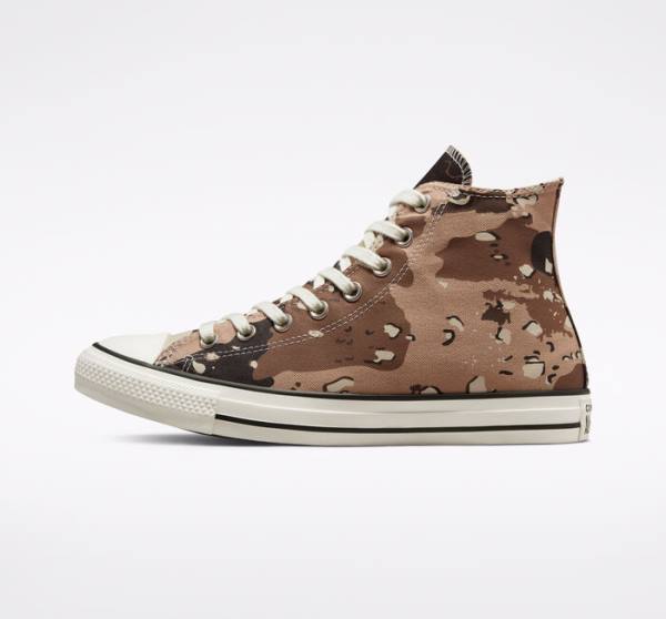 Men's Converse Chuck Taylor All Star Archive Camo High Tops Shoes Brown / Black | CV-698HFV