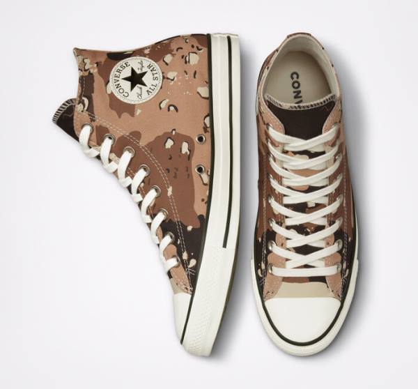 Men's Converse Chuck Taylor All Star Archive Camo High Tops Shoes Brown / Black | CV-698HFV