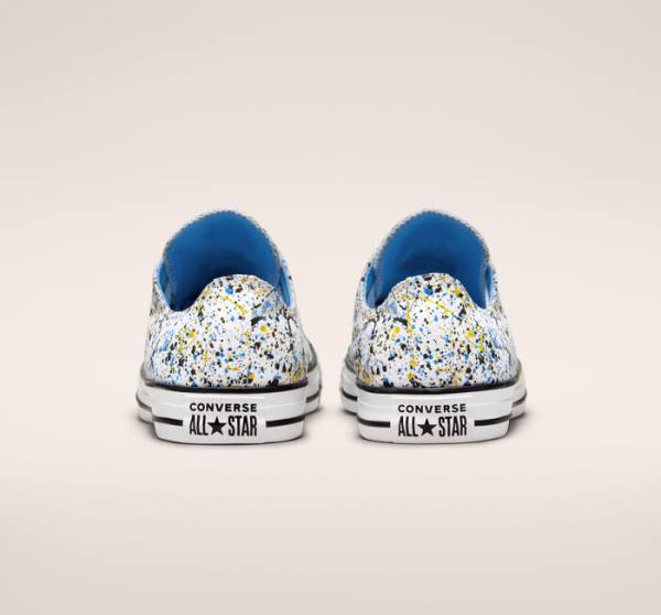 Men's Converse Chuck Taylor All Star Archive Paint Splatter Low Tops Shoes White / Blue | CV-978NGC