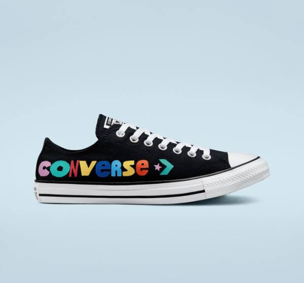 Men\'s Converse Chuck Taylor All Star Happy Faces Low Tops Shoes Black | CV-675XLS