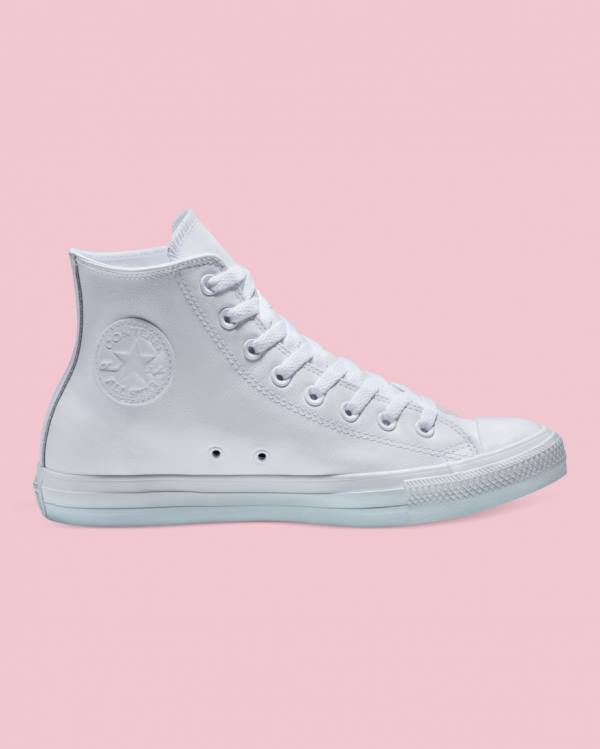 Men\'s Converse Chuck Taylor All Star Leather High Tops Shoes White | CV-310MTK