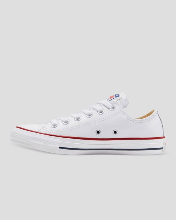 Men's Converse Chuck Taylor All Star Leather Low Tops Shoes White | CV-325FLN