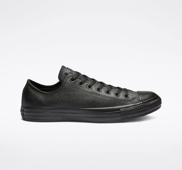 Men\'s Converse Chuck Taylor All Star Leather Low Tops Shoes Black | CV-958HIR