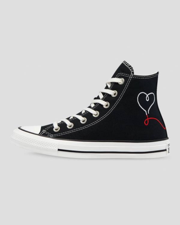 Men's Converse Chuck Taylor All Star Love Thread High Tops Shoes Black | CV-432IRL