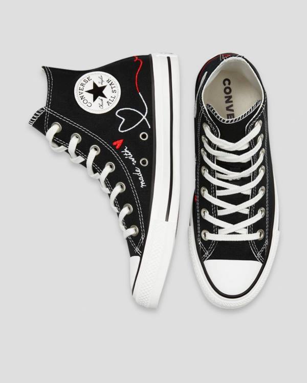 Men's Converse Chuck Taylor All Star Love Thread High Tops Shoes Black | CV-432IRL