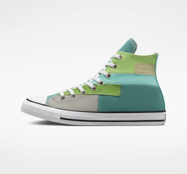 Men's Converse Chuck Taylor All Star Patchwork High Tops Shoes Light Green / Light | CV-087ZIU