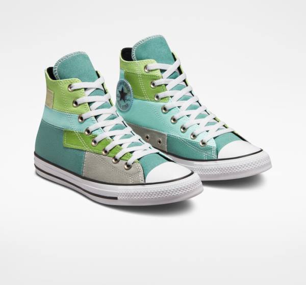 Men's Converse Chuck Taylor All Star Patchwork High Tops Shoes Light Green / Light | CV-087ZIU