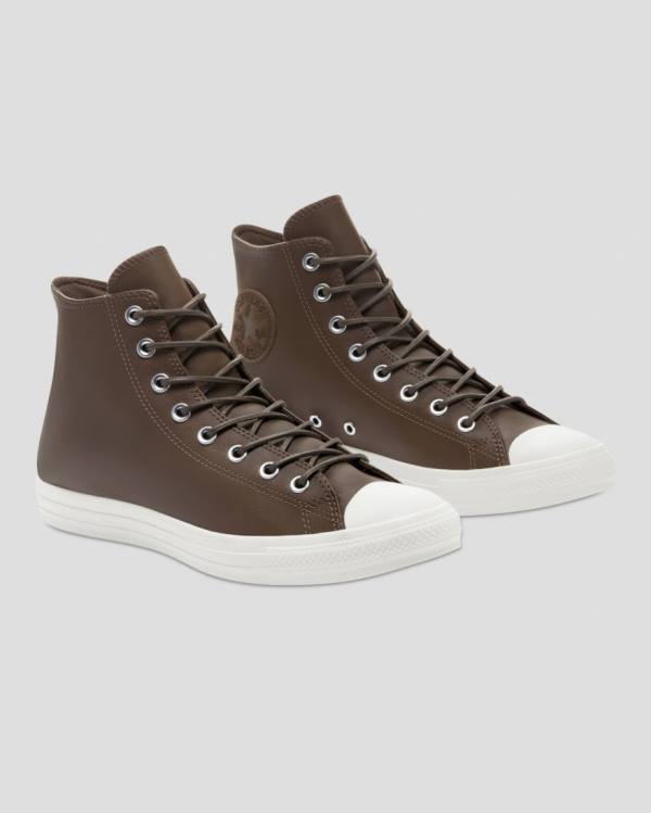 Men's Converse Chuck Taylor All Star Seasonal Leather High Tops Shoes Brown | CV-709XRO