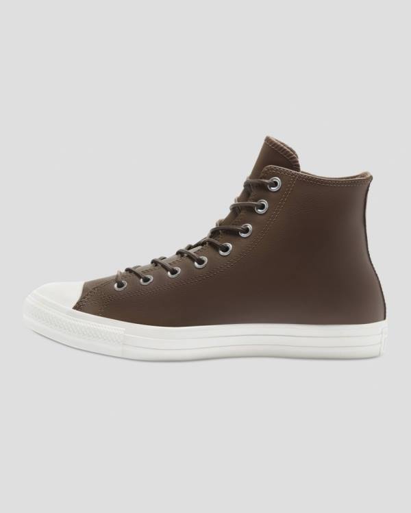 Men's Converse Chuck Taylor All Star Seasonal Leather High Tops Shoes Brown | CV-709XRO