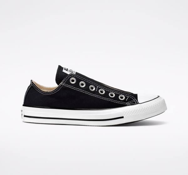 Men\'s Converse Chuck Taylor All Star Slip Low Tops Shoes Black / White | CV-317WCP