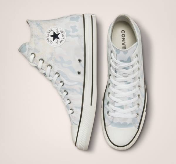 Men's Converse Chuck Taylor All Star Split Panel Camo High Tops Shoes White / Grey | CV-019USP