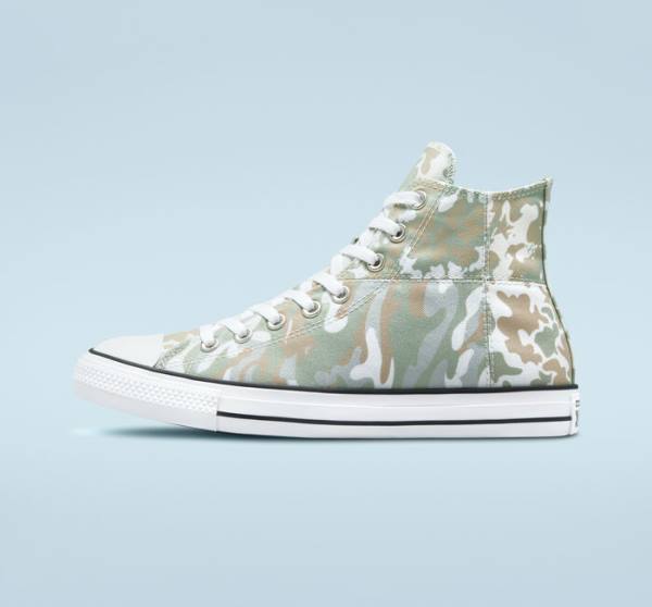 Men's Converse Chuck Taylor All Star Split Panel Camo High Tops Shoes Brown | CV-842MHA