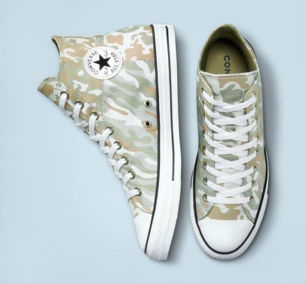 Men's Converse Chuck Taylor All Star Split Panel Camo High Tops Shoes Brown | CV-842MHA