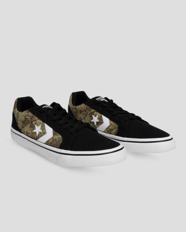 Men's Converse El Distrito Mix And Match Low Tops Shoes Black Camo | CV-283DXR