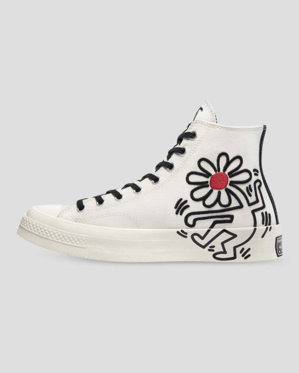 Men's Converse Keith Haring Chuck 70 High Tops Shoes Beige | CV-512VQX