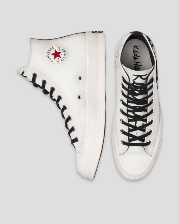 Men's Converse Keith Haring Chuck 70 High Tops Shoes Beige | CV-512VQX