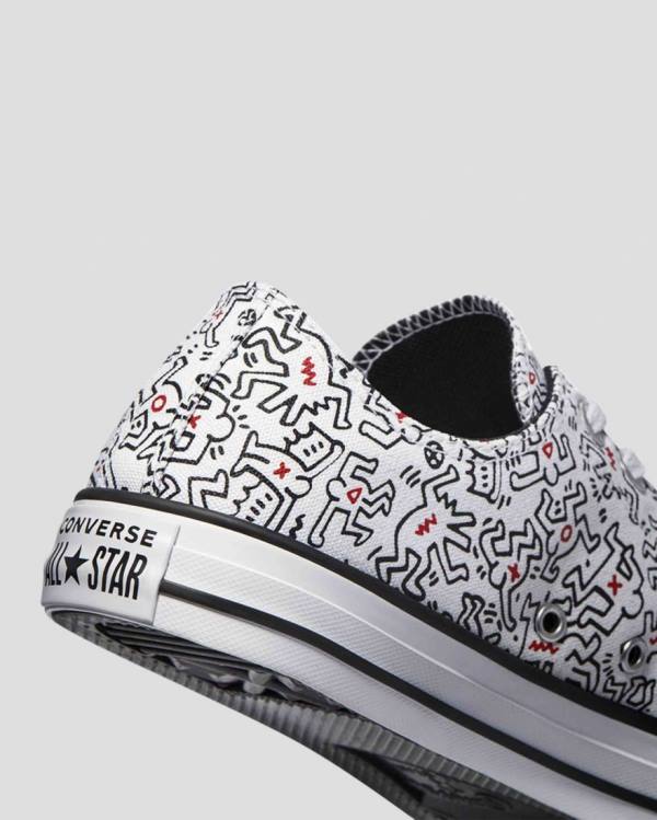 Men's Converse Keith Haring Chuck Taylor All Star Low Tops Shoes White Black Red | CV-312ZQU