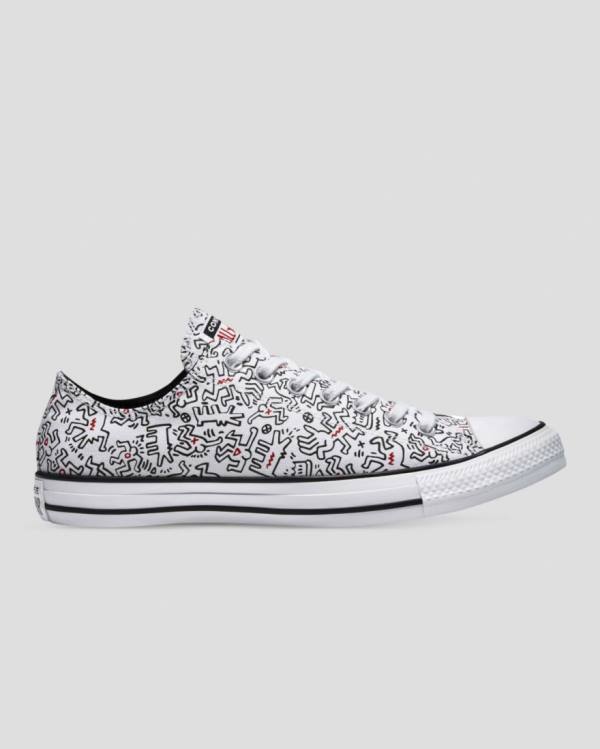 Men\'s Converse Keith Haring Chuck Taylor All Star Low Tops Shoes White Black Red | CV-312ZQU